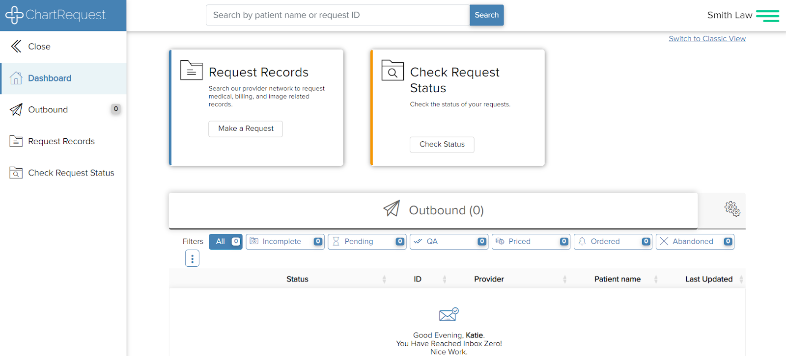 Request Records Check Request Status